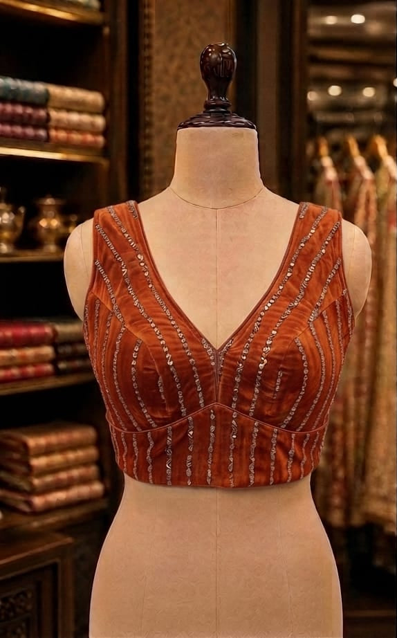 THE SIGNATURE V BLOUSE - BURNT ORANGE