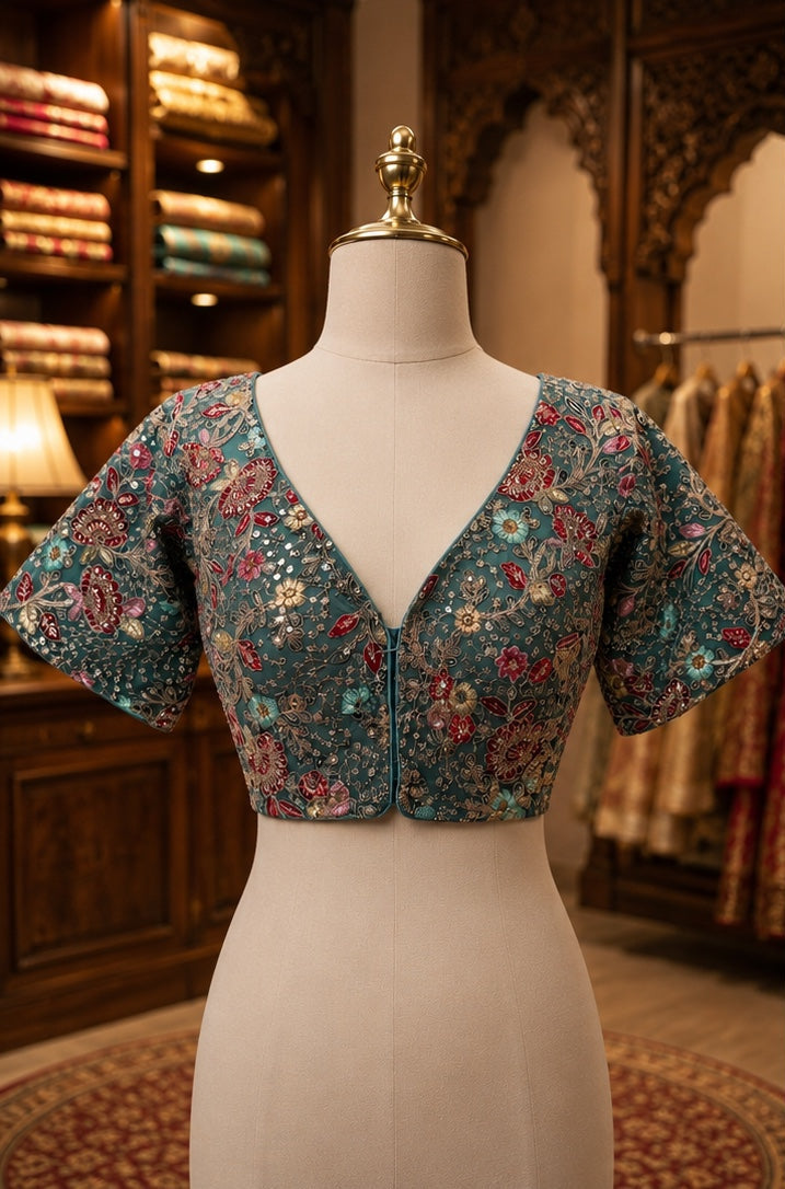 THE AFTERGLOW BLOUSE - SAGE BLUE