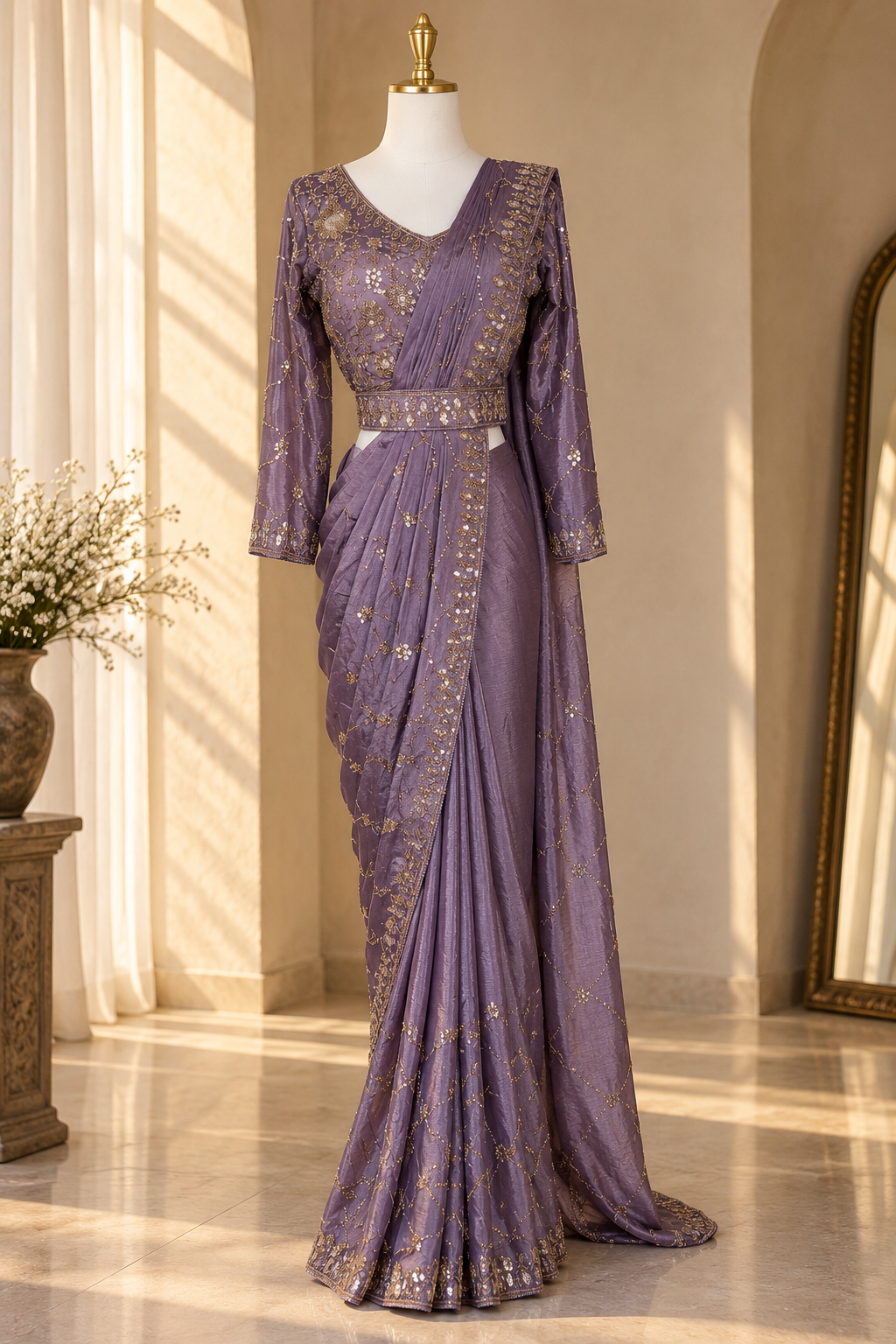 THE SOLENNE LILAC SAREE