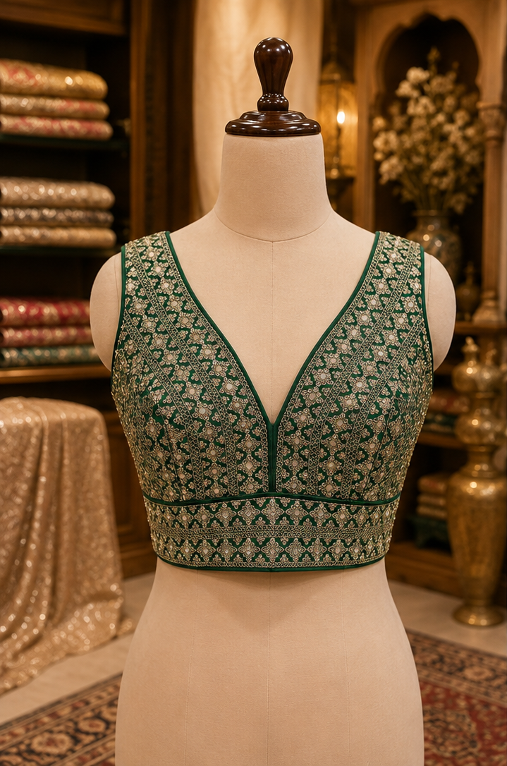 THE LUMINARY BLOUSE - EMERALD GREEN